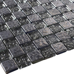 Glossy Dark Silver Raindrop Modern Square Glass Mosaic Tiles - Home Accessories & Decor