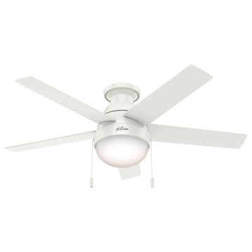 Anslee 2 Light 46 in. Indoor Ceiling Fan, Fresh White, 6"