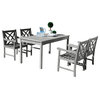 Heraldo 5-Piece Grey-washed Wood Patio Table and Armchair Dining Set