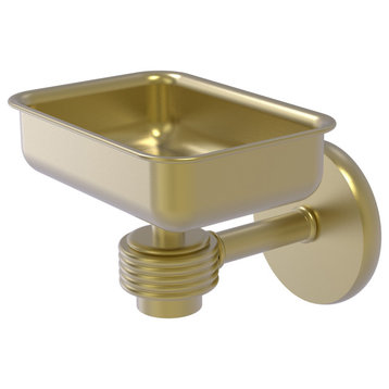 Satellite Orbit One Wall Mount Soap Dish With Groovy Accents, Satin Brass