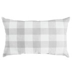 Mozaic Company - Stewart Grey Buffalo Plaid XL Lumbar Pillow - This wide checkered, white and light Gray buffalo plaid pattern will add the perfect traditional accent to your decor. Use this oversized outdoor lumbar pillow as a way to enhance the decorative quality of any seating area. With a classic buffalo plaid pattern, this pillow adds an eye-catching and elegant touch wherever it is used. The exteriors are UV and fade resistant to maintain the attractive look and feel through long-term outdoor use. The 100 percent recycled fiber fill ensures a soft and supportive experience to maximize comfort.