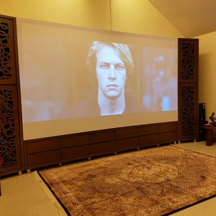 This is an example of a world-inspired home cinema in Mumbai.