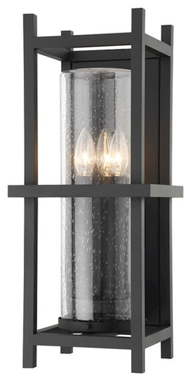 Troy Lighting Carlo 3 Light Medium Exterior Wall Sconce, Black/Clear ...
