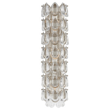Liscia 22" Sconce in Burnished Silver Leaf with Crystal