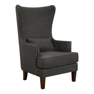 Kori Wingback Accent Chair with Nailhead Trim Transitional