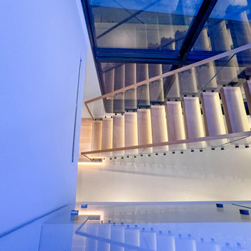 Project #126 | Contemporary Staircases with Integrated LEDs & Glass Railing