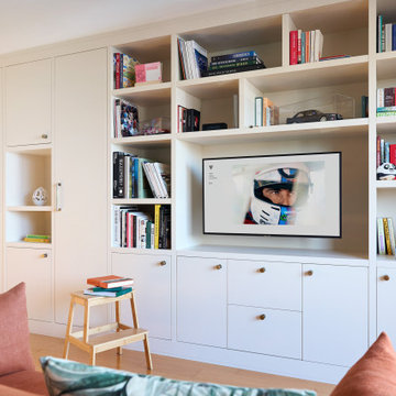 CUSTOM-BUILT FITTED LIVING ROOM TV AND STORAGE UNIT