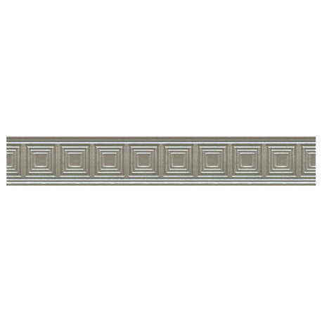 Focus Metal Decorative Border Accent Piece Tile Brushed Nickel 2"x12", Set Of 5