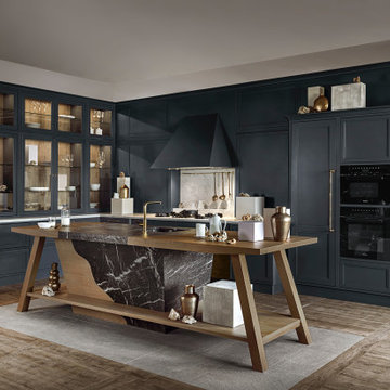 Shaker Style Kitchen Cabinet in a Dark Blue Modern Farmhouse MARCHI CUCINE
