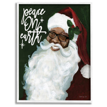 Peace On Earth Phrase Santa Portrait Painting, 11 x 14