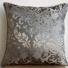 Gray Damask Pillows Cover, Burnout Velvet 18x18 Pillow Case, Gray Silver Damask