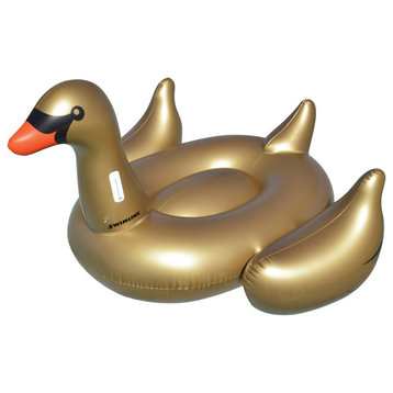 Inflatable Gold and Orange Giant Goose Swimming Pool Ride Float Toy 75-Inch