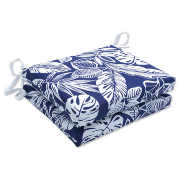 Pillow Perfect Delray Navy Square Seat Cushion, Set of 2
