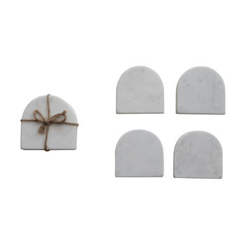 Modern Arched Marble Coasters, Set of 4, White