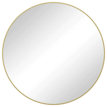 Round Framed Wall-Mounted Anti-fog Mirror, Gold, 39" X 39"