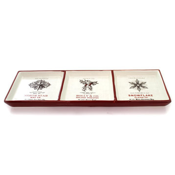 Tabletop Holiday Icons Sectional Dish Ceramic Snowflake Holly Star 2020170571