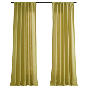 Ochre Classic Faux Linen Curtain Single Panel, 50W x 84L