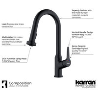 Karran Dockton Single-Handle Pull-Down Sprayer Kitchen Faucet, Matte Black