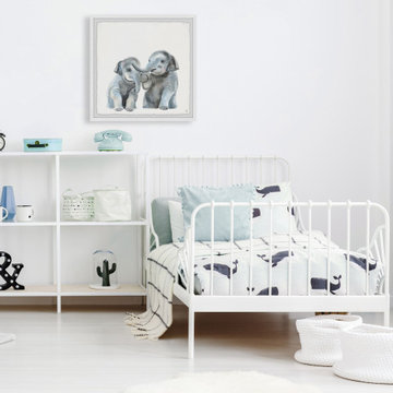 "Baby Elephants" Framed Painting Print