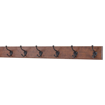 Cherry Wall Rack With Bronze Hooks, Mahogany