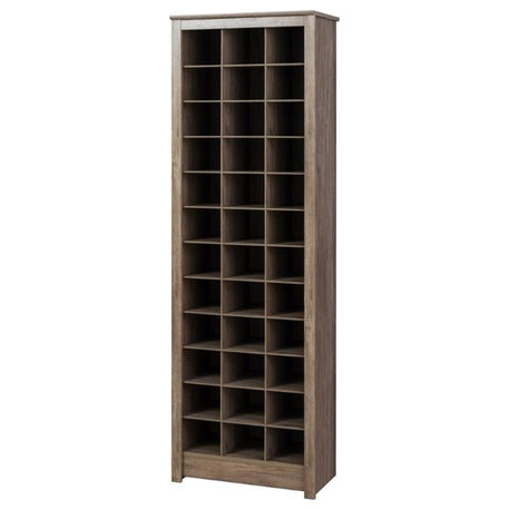 Prepac Space-Saving Engineered Wood Shoe Storage Cabinet in Drifted Gray