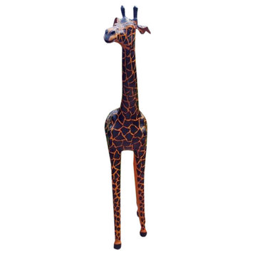 Handmade Paper Mache Giraffe Figurine, 50"