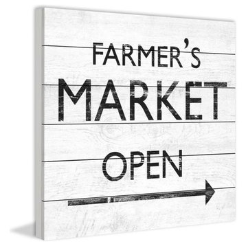 "Farmer's Market Open III" Painting Print on White Wood, 24"x24"