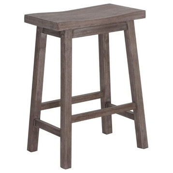 Bowery Hill 24.25" Farmhouse Wood Saddle Counter Stool in Brown