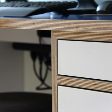 Plywood Office Unit, Pastel Colours.
