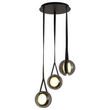 MIRODEMI® Soldano | Nordic Style Smoke Glass Ball Pendant Lighting, 3 Lights