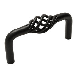 Cosmas - Birdcage Cabinet Pull, 3" Hole Centers, Set of 25, Flat Black - Cabinet And Drawer Handle Pulls