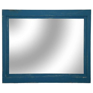 Farmhouse Vanity Mirror Painted, Coral Blue, 36"x30"