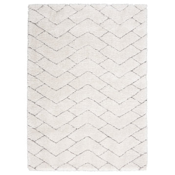Nourison Luxurious Shag 5'3" X 7'3" Rug With Ivory And Grey Finish 099446885111