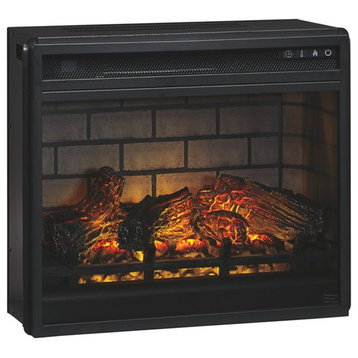 Bowery Hill Metal Electric Infrared LED Fireplace Insert in Black