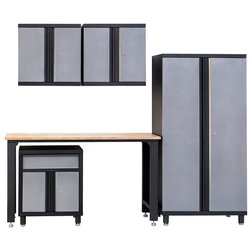 Contemporary Garage And Tool Storage Pro II 5-Piece Garage Cabinet Set