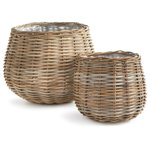 Napa Home & Garden - Brinley Baskets, Set Of 2 - Beautifully woven rattan baskets, largescale and lined with a thick plastic, how smart! The perfect vessels for your favorite tree or large leafy plants.
