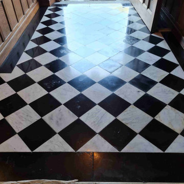 Marble Entrance Hall Floor Polished in Tattenhall Listed Building