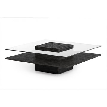 Modrest Clarion Modern Gray Elm and Glass Coffee Table