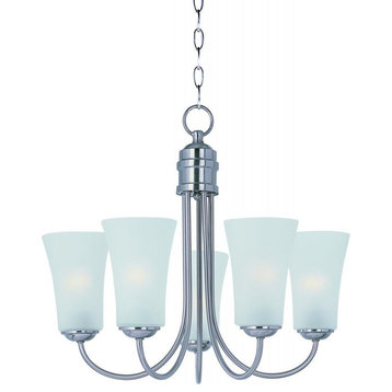 Satin Nickel Frosted Glass Up Chandelier