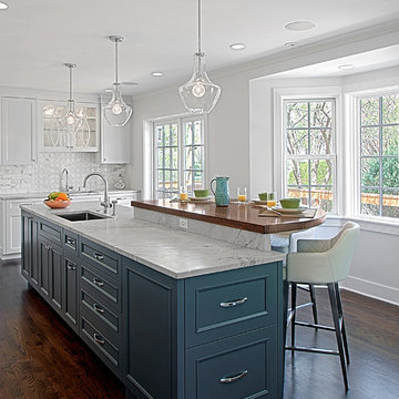 White Kitchen w Multi-level island