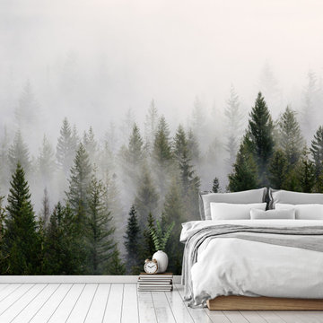 'Misty Forest Landscape' wallpaper