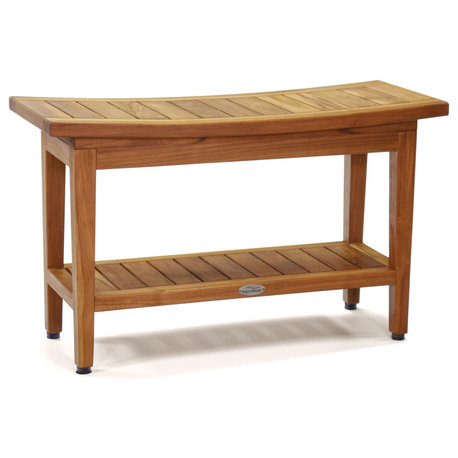Patented 30" Maluku™ Teak Shower Bench with Shelf