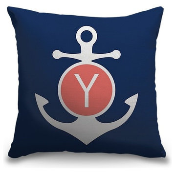 "Letter Y - Anchor Circle" Pillow 18"x18"