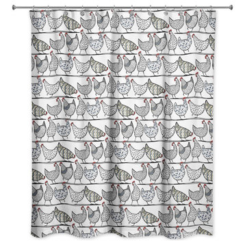 Chicken Sketch Pattern 71x74 Shower Curtain