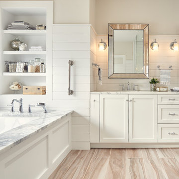 Contemporary Bathroom with Stickley door style in Arctic White