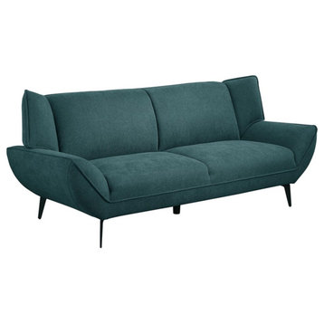 Coaster 2-Piece Fabric & Metal Living Room Sofa Set in Teal Blue/Black