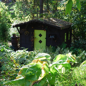 Garden Shed with hostas.