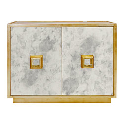 Worlds Away Winslow Gold Leaf and Antique Mirror Cabinet - Medicine Cabinets