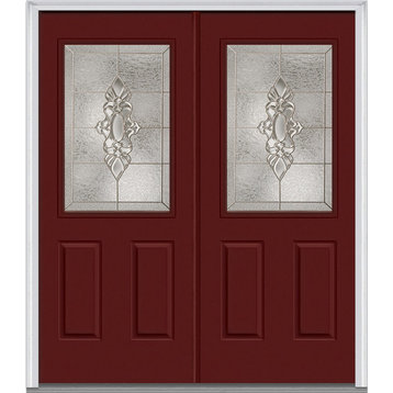 Heirloom Master 1/2 Lite 2-Panel Steel, Burgundy, 74"x81.75", Right