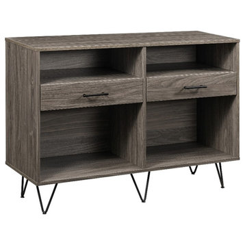 Hairpin Leg 2 Drawer Wood Entry Console - Slate Gray